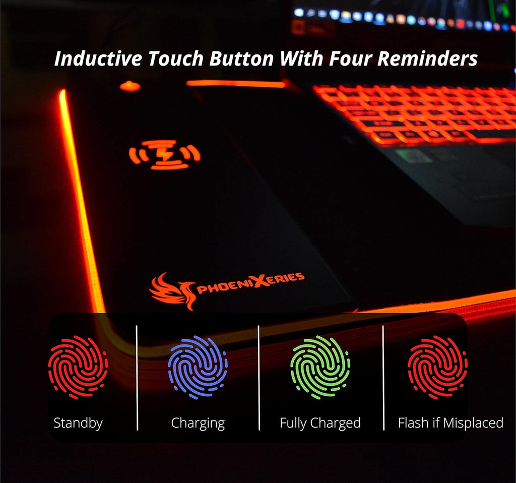 RGB Wireless Charging Mouse Pad 15W, Extra Large 900x300x4mm, Non Slip Rubber Base, Pack of 2 Z95971