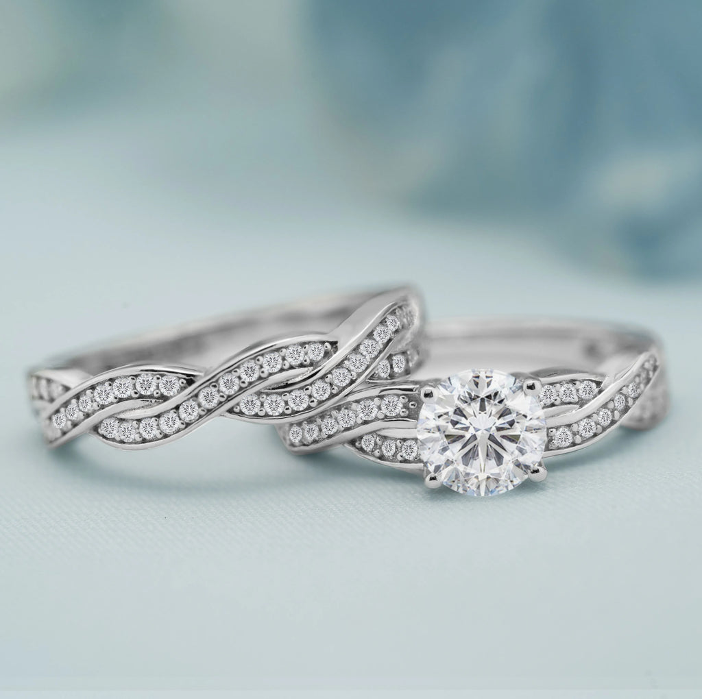 1.25 Carat Round Cut Moissanite Wedding Set B14746
