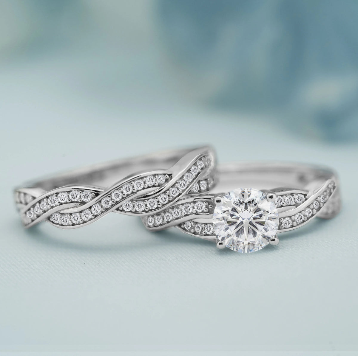 1.25 Carat Round Cut Moissanite Wedding Set B14746