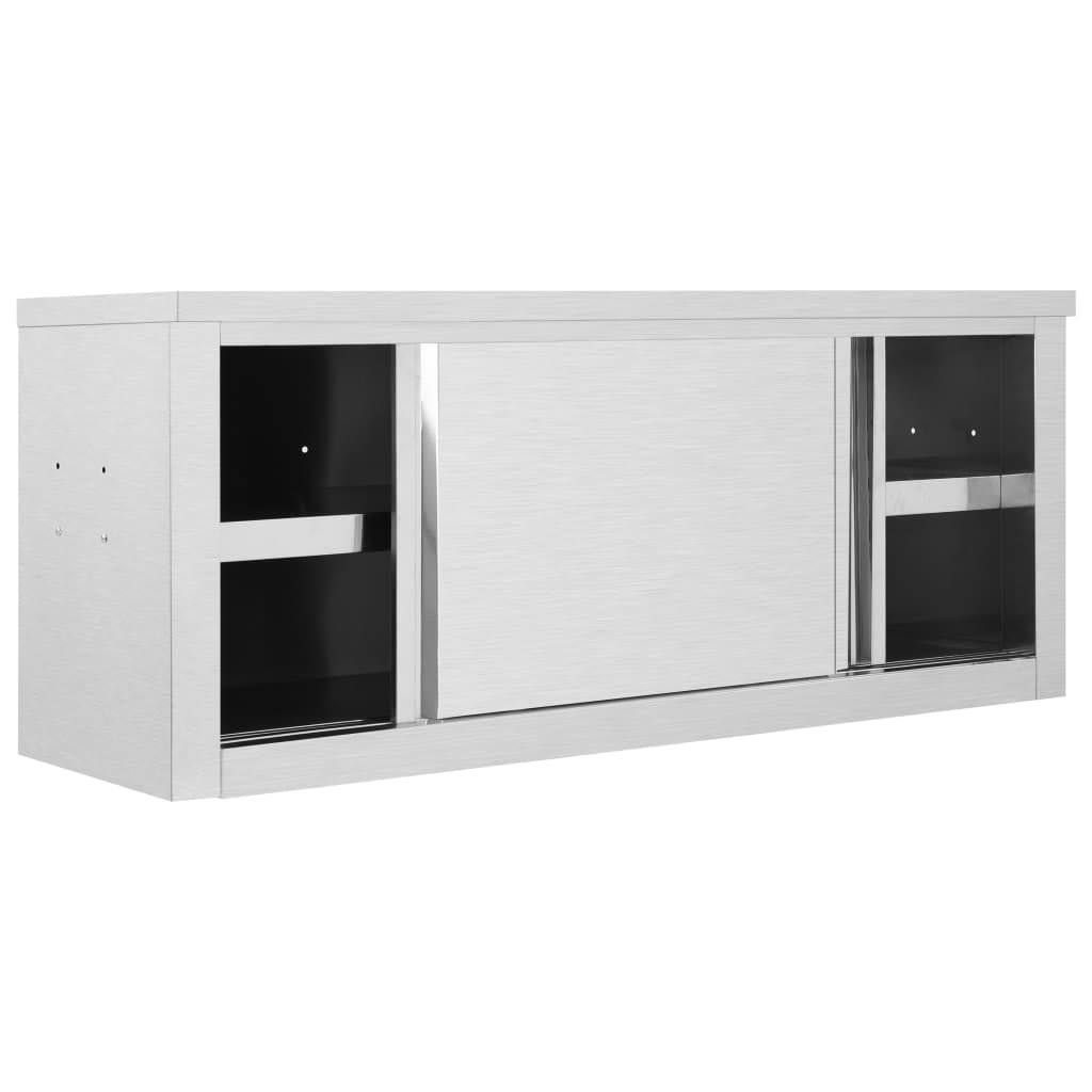 Stainless Steel Kitchen Wall Cabinet with Sliding Doors P495