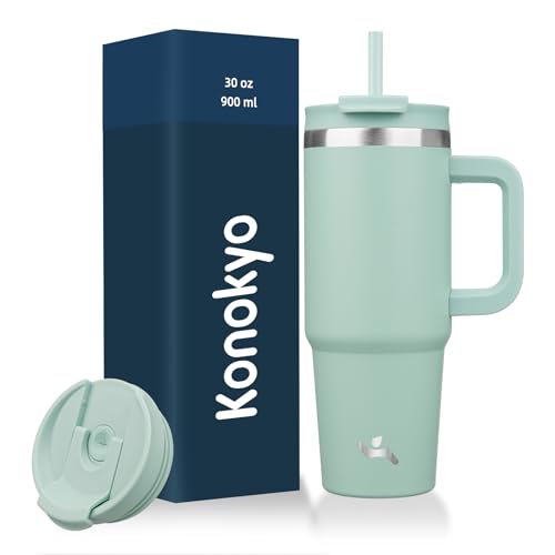 40 oz Insulated Stainless Steel Tumbler with Handle and 2 Straws H384899