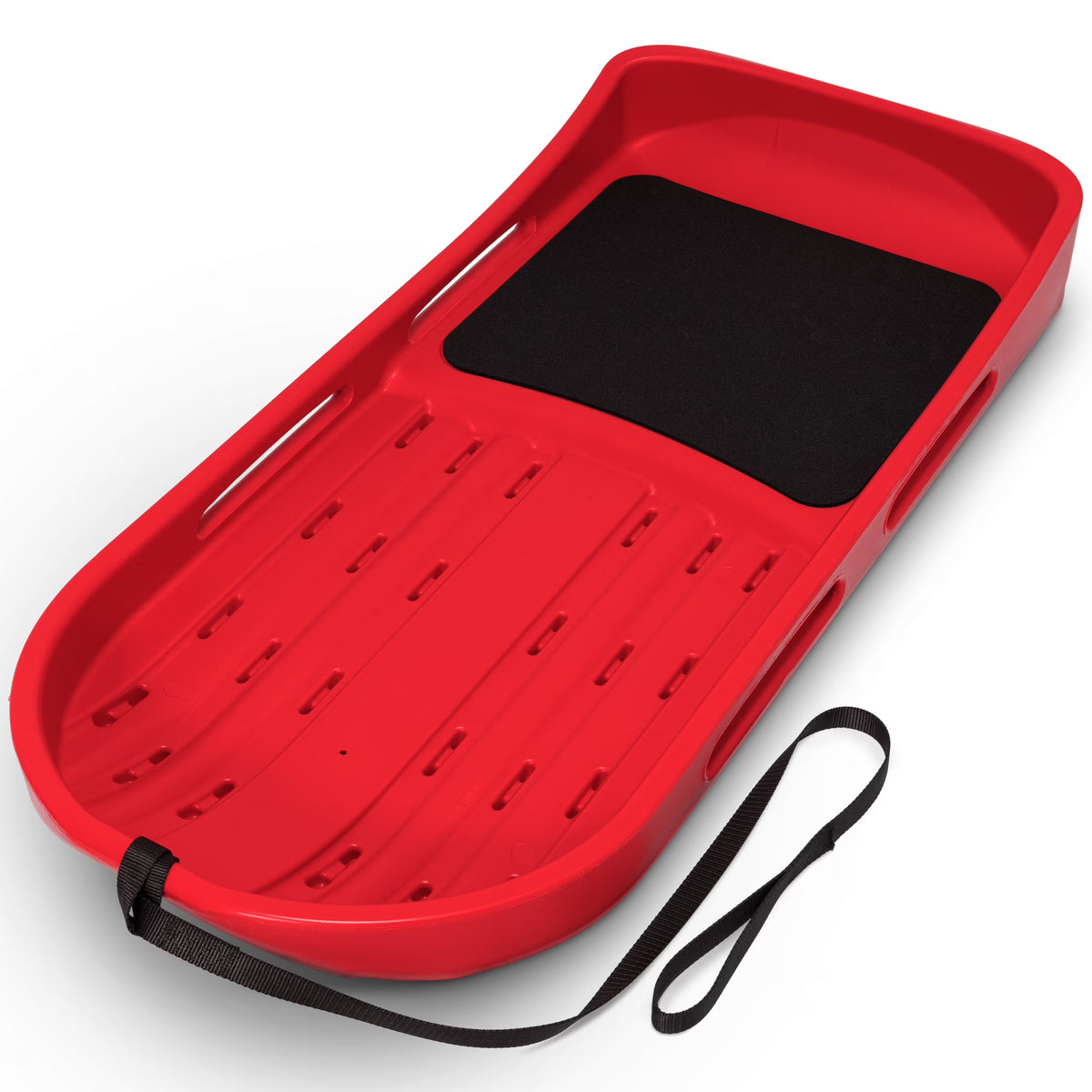 Red Snow Sled with Pull Strap and Padded Seat O77051