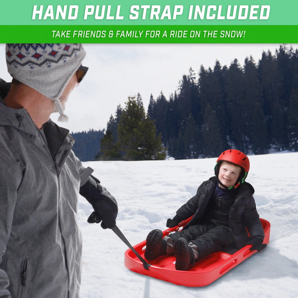 Red Snow Sled with Pull Strap and Padded Seat O77051