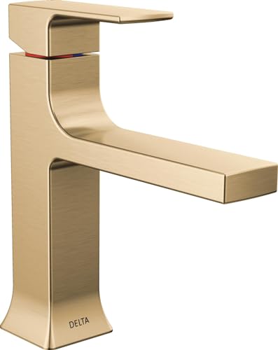 Brushed Gold Single Hole Bathroom Faucet with Push-Pop Drain L56713