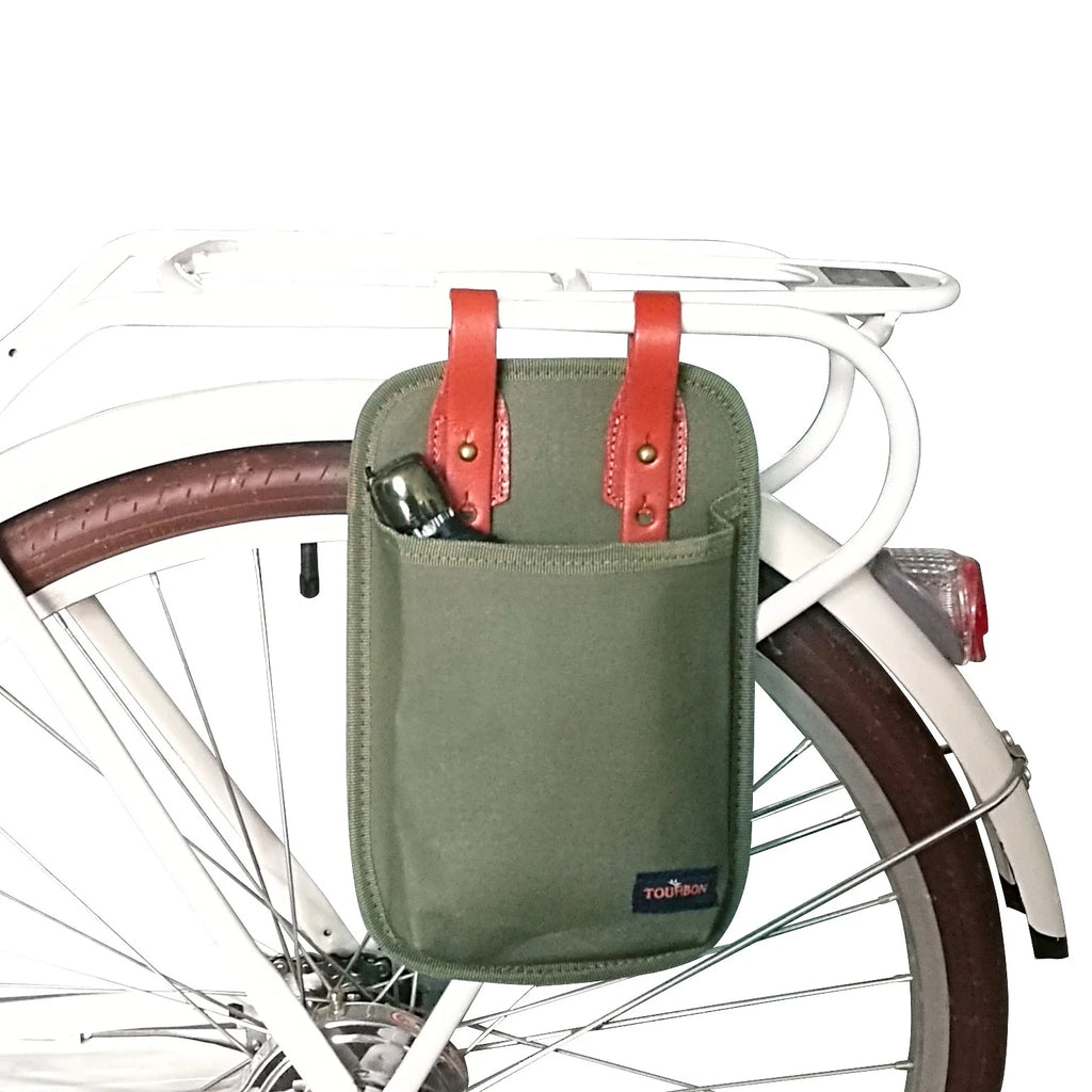 Green Canvas Bike Tool Storage Pannier with U Lock Holder Bag B765