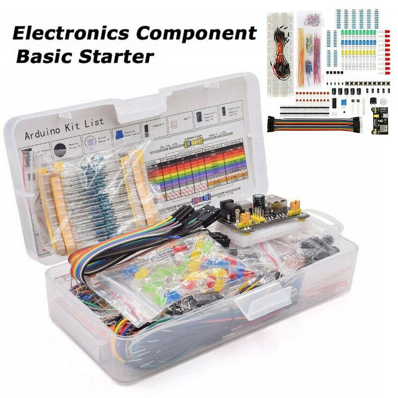 Basic Component Starter Kit with Breadboard Power Supply Jumper Wires Resistors Capacitors LED S836