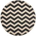 Black Beige Round Indoor/Outdoor Area Rug S35566