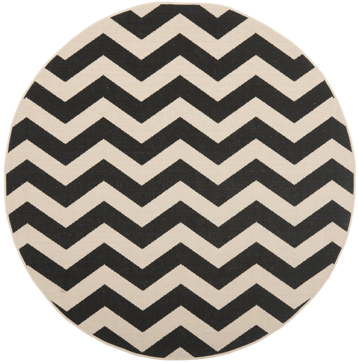 Black Beige Round Indoor/Outdoor Area Rug S35566