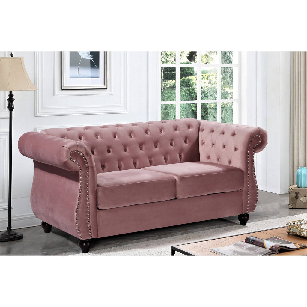Pink Chesterfield Loveseat U393