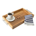 Acacia-wood Tray with Metal Handles Y4005