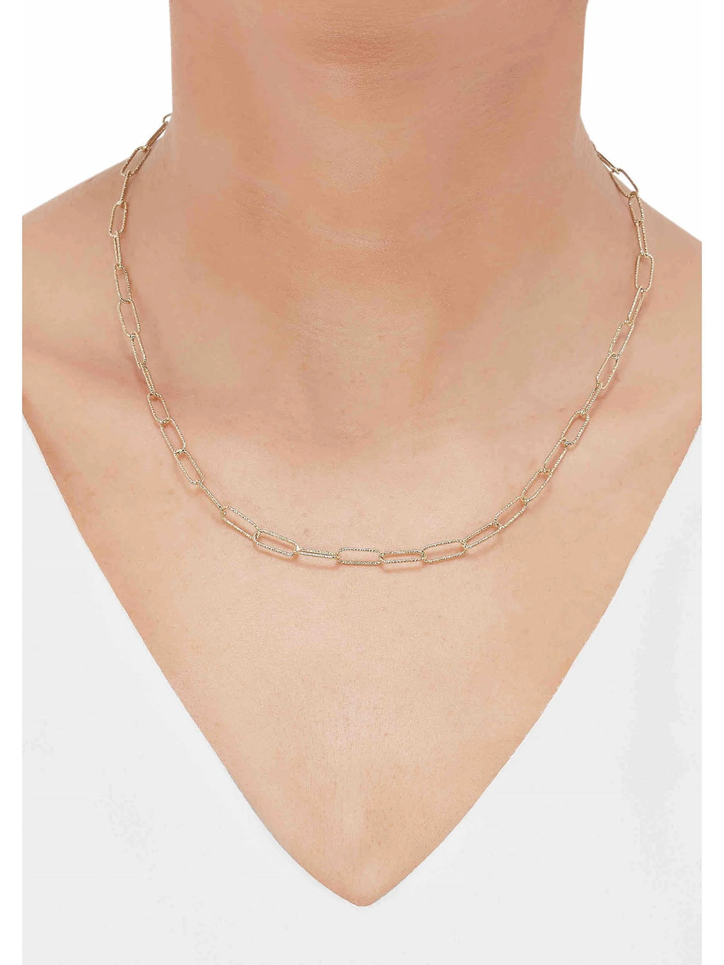 4.3mm Textured Paperclip Chain Necklace in 10kt Yellow Gold, 18" S563101