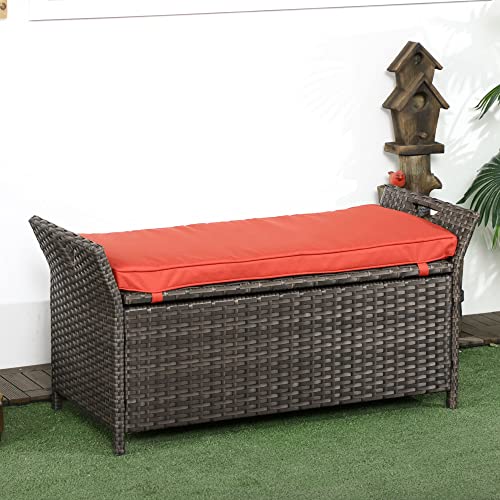 29 Gallon Wicker Storage Bench with Cushion J598