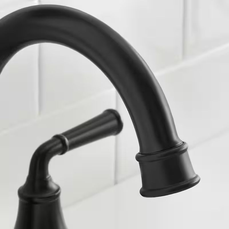 4 in. Centerset Double Handle High-Arc Bathroom Faucet in Matte Black D741