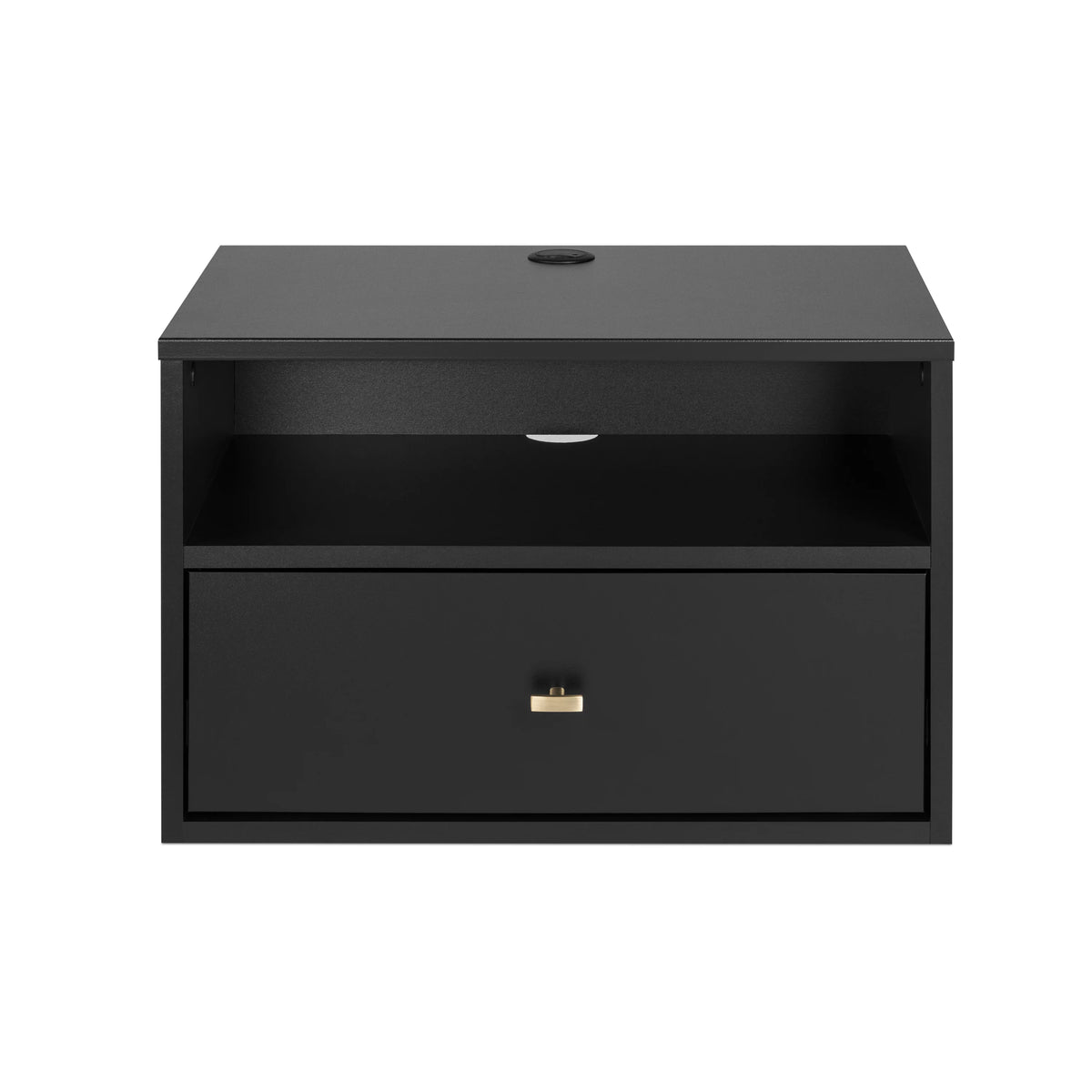 Black Floating Nightstand With Open Shelf X376
