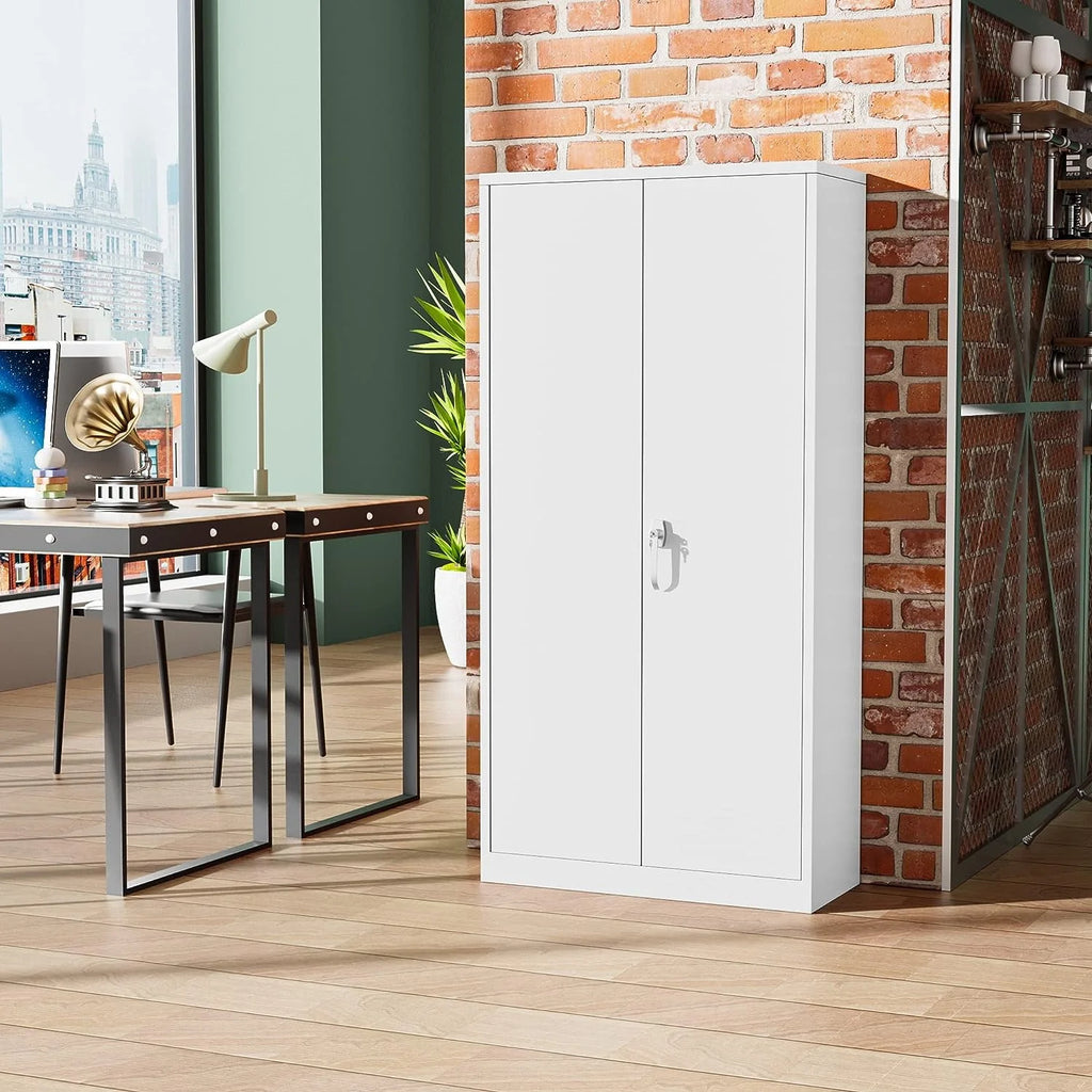 Black Metal Storage Garage Cabinet with Locking Doors and Adjustable Shelves L489962