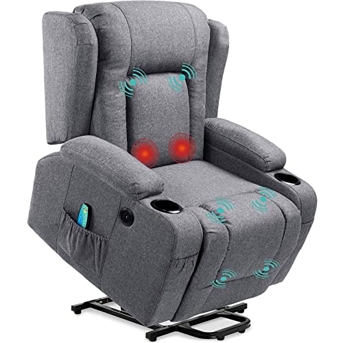 Black Linen Power Lift Recliner Chair H8133