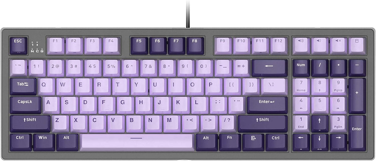 Lilac Mechanical Gaming Keyboard, Cherry Brown Switch, 96 Keys, PBT Keycaps, White Backlit B579197
