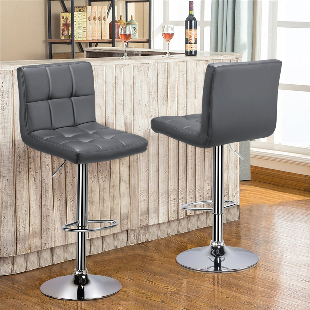 2pcs Faux Leather Counter Bar Stools, Gray H989375