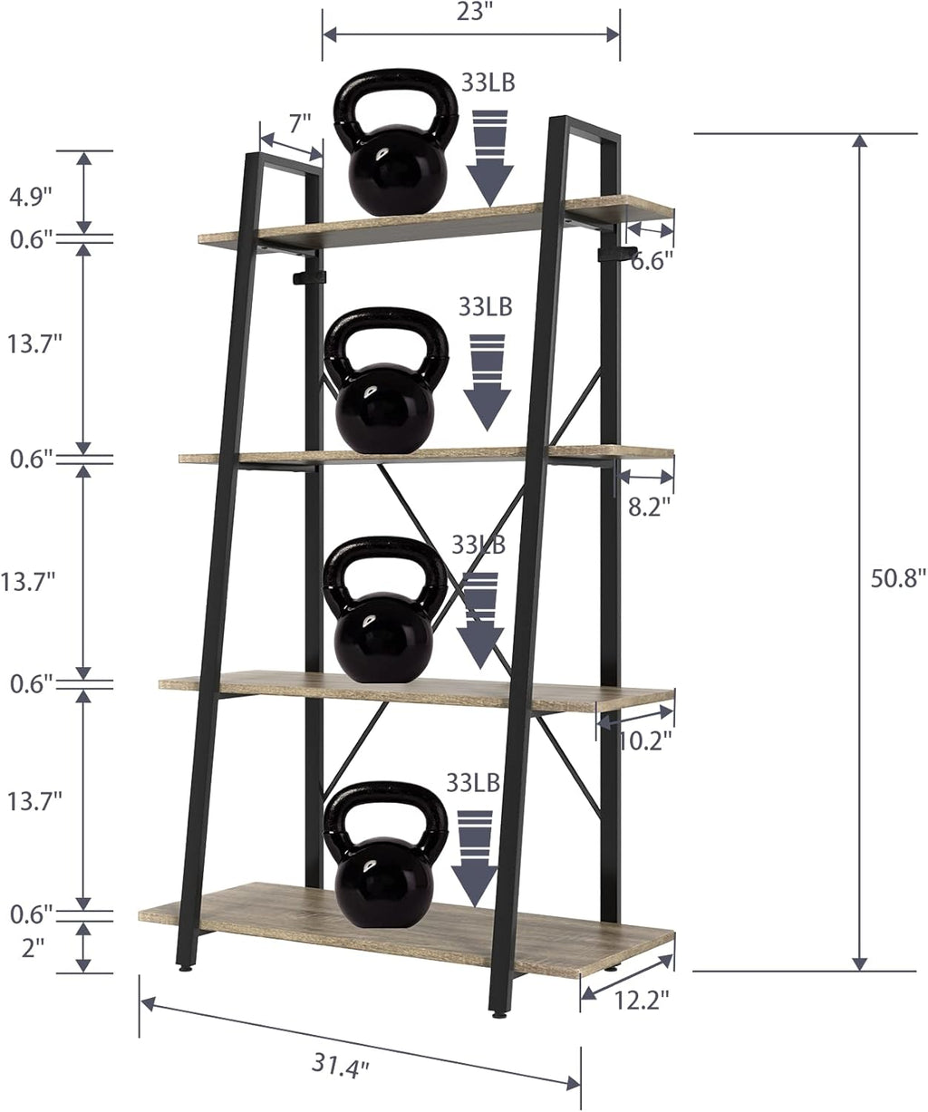 4-Tier Wooden and Metal Ladder Shelf Bookshelf C36723