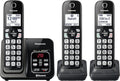 4 Cordless Handsets Expandable Cordless Phone System with Bluetooth, Answering Machine, Call Blocking - Metallic Black A69507
