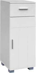 White Bathroom Floor Storage Cabinet with Single Door and Drawer L427938