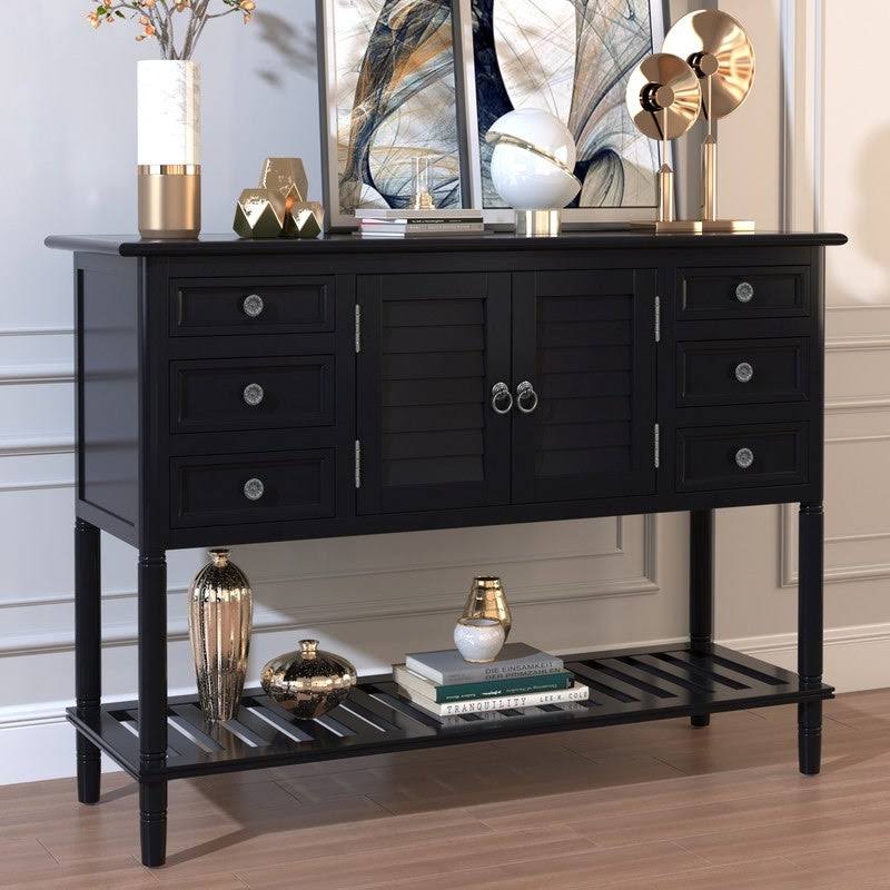 Red Console Table with 6 Drawers S85000