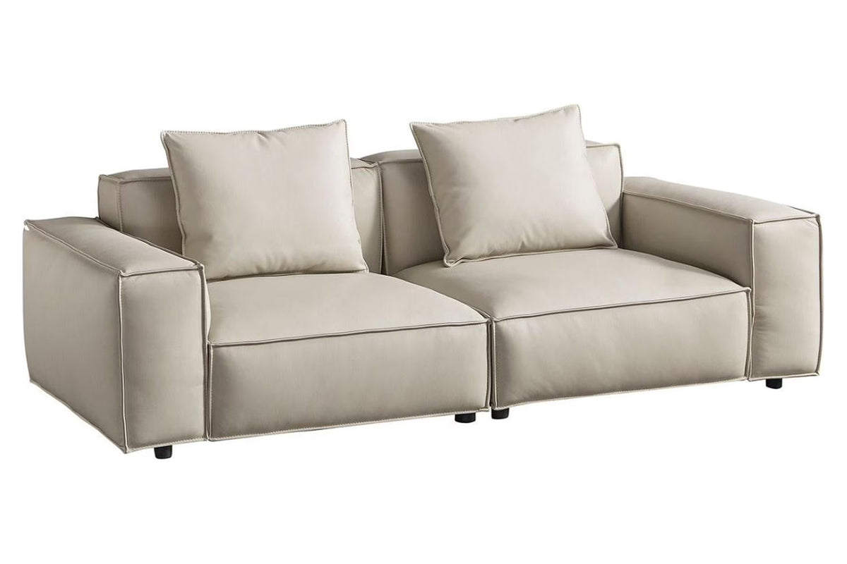 Modern Light Gray Full Leather Sofa U774
