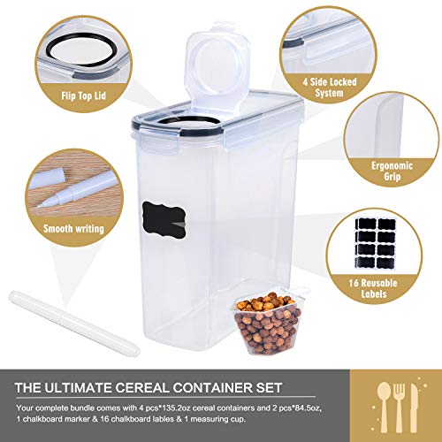 6 Piece Airtight Plastic Cereal Storage Containers with 16 Labels & Pen Z927100