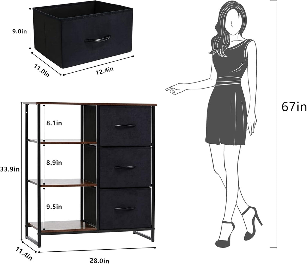 3 Drawer Dresser with Shelves G982795