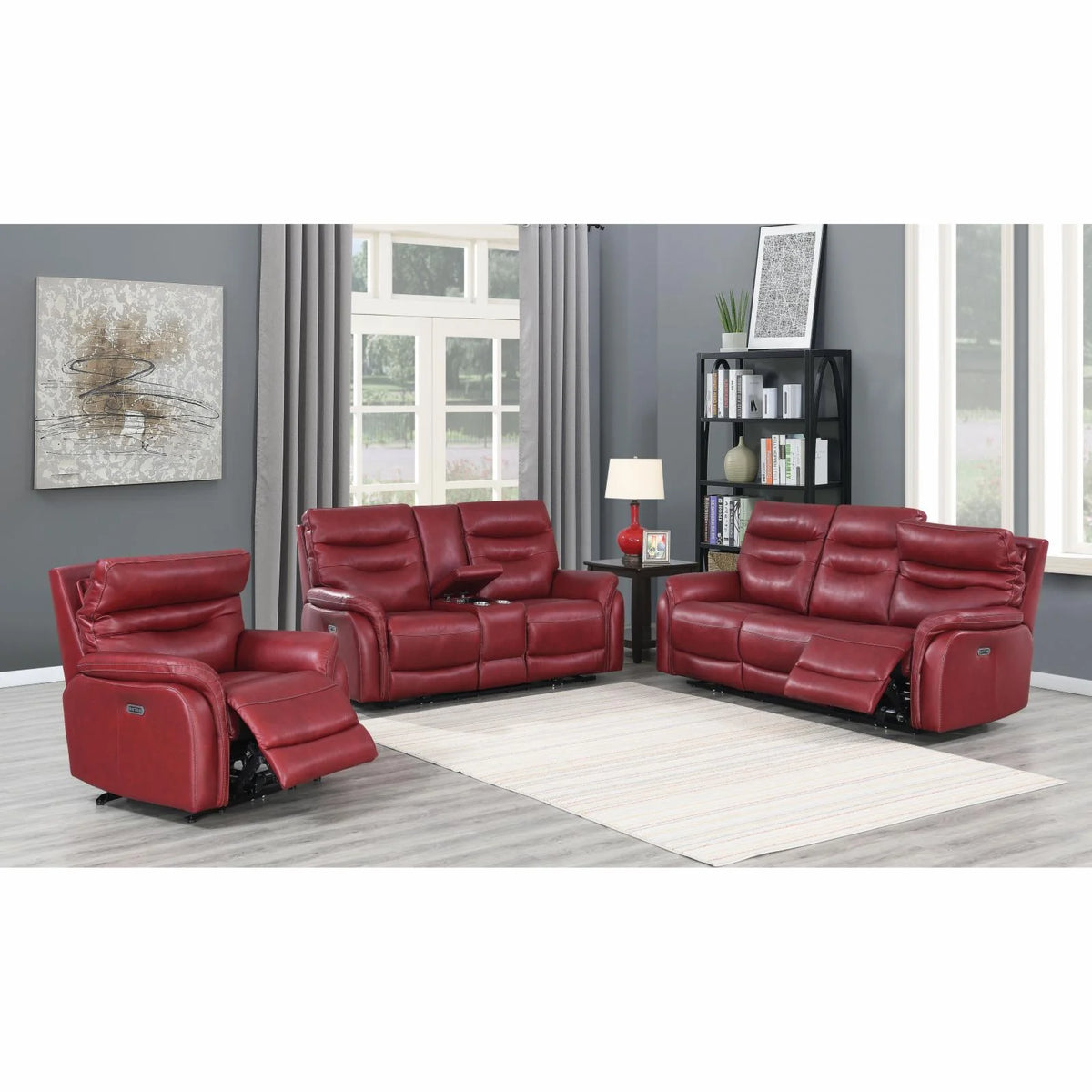 Dark Brown Leather Power Recliner Sofa H534812