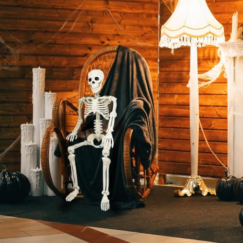 5.4Ft Posable Life Size Skeleton with Glowing Eyes N847