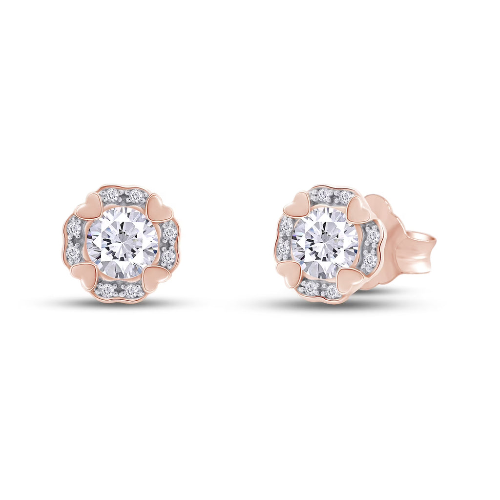 Moissanite Stud Earring 1 Carat 5MM D Color VVS1 Prong Setting 18K Rose Gold Over Sterling Silver N288