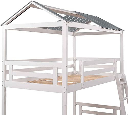 Queen Size Murphy Bed with Desk and 8 Shelves White T95174
