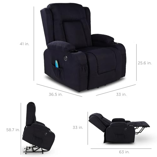 Black Linen Power Lift Recliner Chair H8133