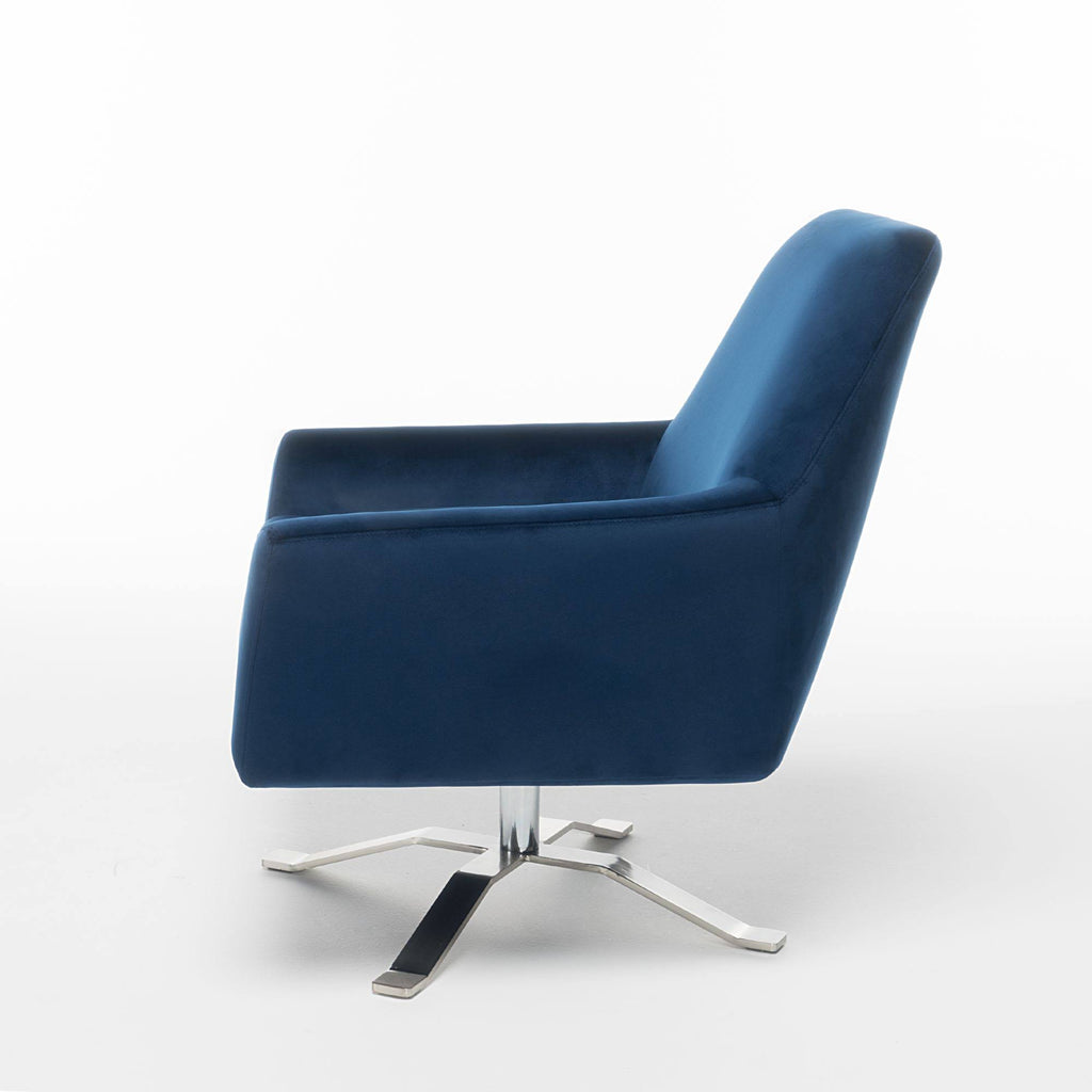 Navy Blue and Silver Vintage Swivel Club Chair W913