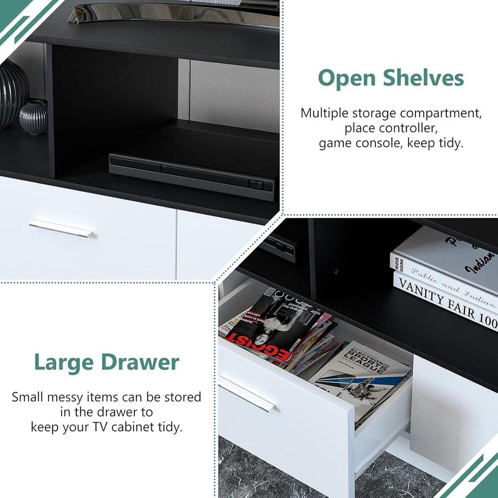 70 Inch Black & White Glossy TV Stand T89876