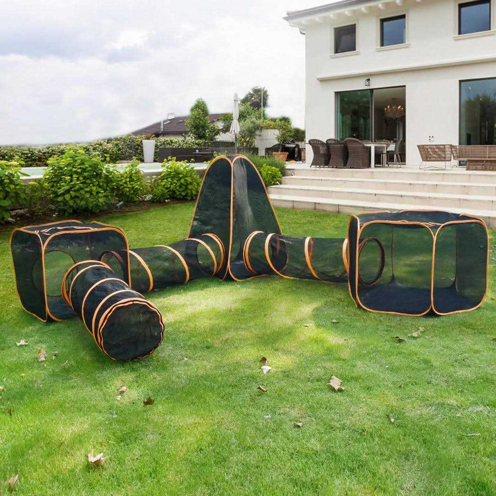 Portable Playpen Enclosures with Tunnel for Cat Dog and Small Animals O981032