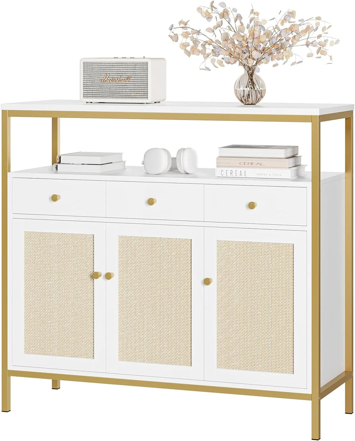 White Dresser with Drawers and Doors X5799