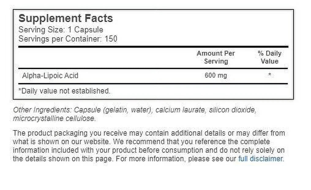 Alpha Lipoic Acid 600 MG 150 Capsules 2 Packs C265666