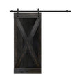 Charcoal Black Solid Wood Interior Sliding Barn Door with Hardware Kit I5220