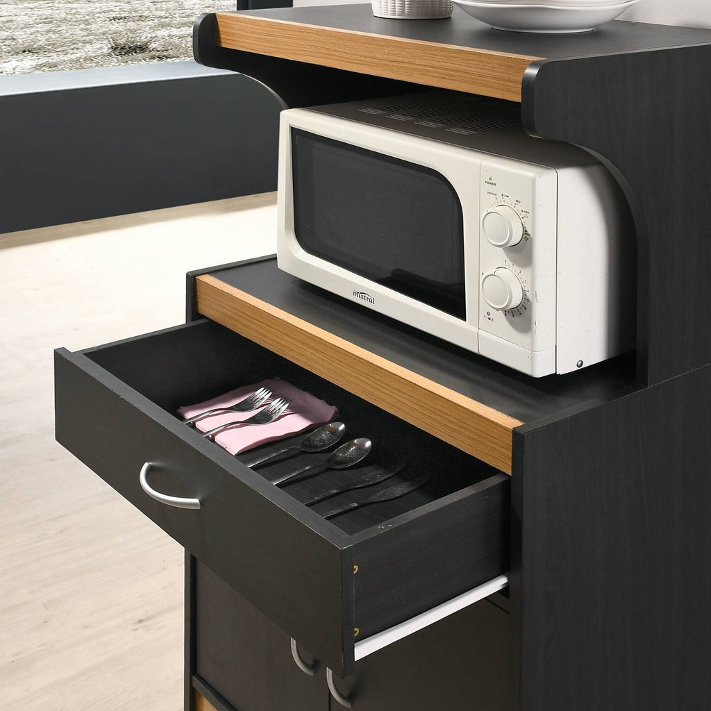 Black-Beech Microwave Kitchen Cart D804