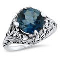 2 Carat Genuine London Blue Topaz 925 Sterling Filigree Ring G763