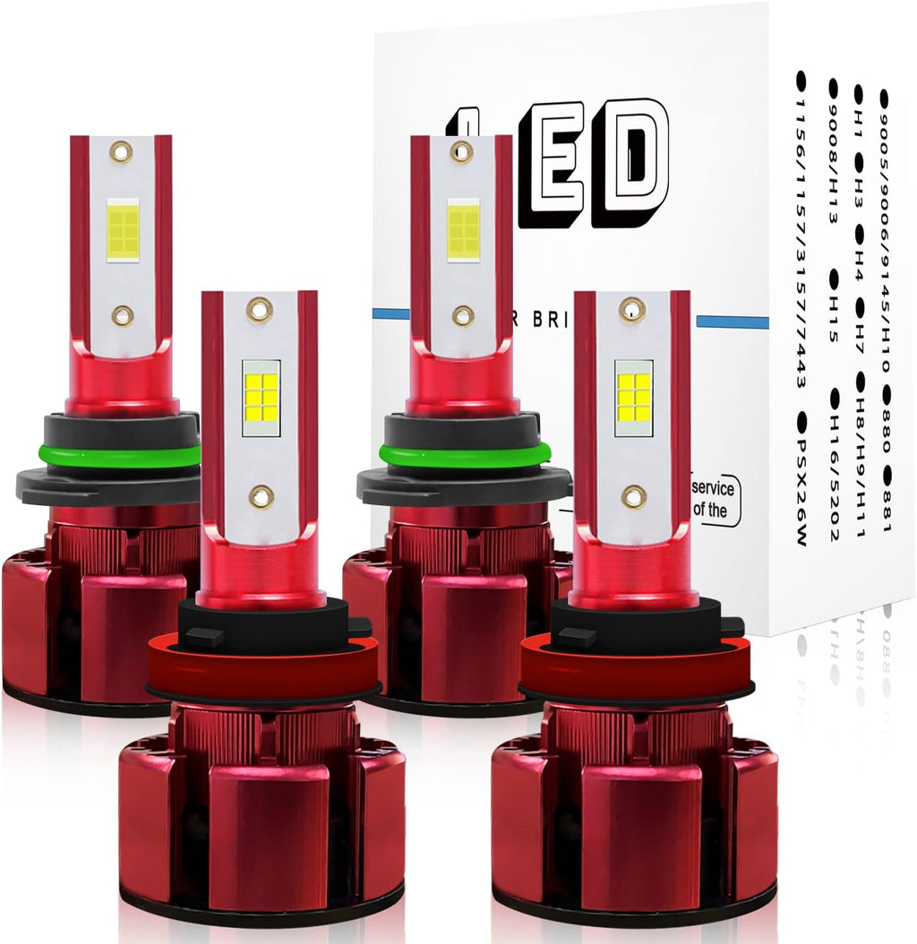 9005/HB3 High Beam + H11 Low Beam LED Headlight Bulbs Pack of 4 V631