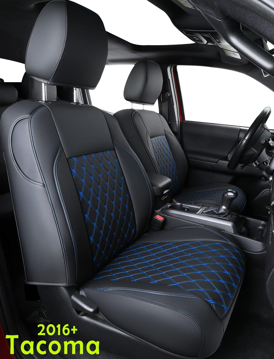 Black-Red Faux Leather Full-Set Seat Covers G5991