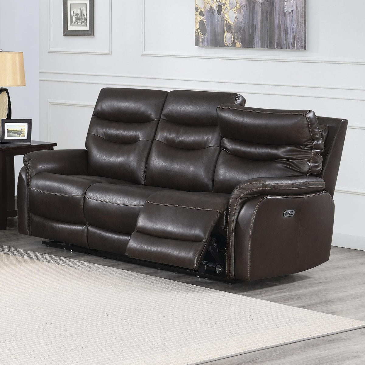 Dark Brown Leather Power Recliner Sofa H534812