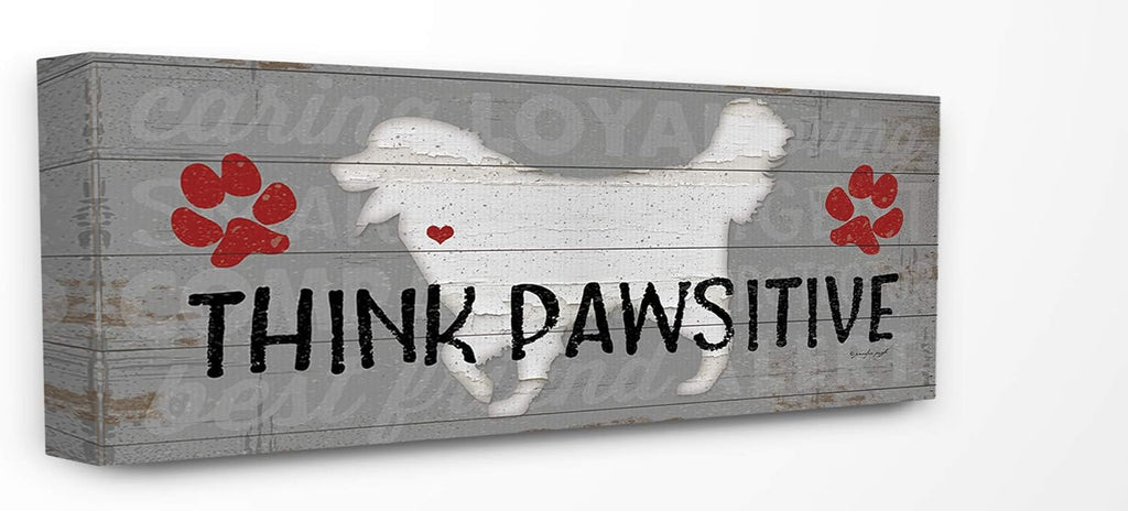 Rustic Grey and White Planked Look Dogs Stretched Canvas Wall Art A2480