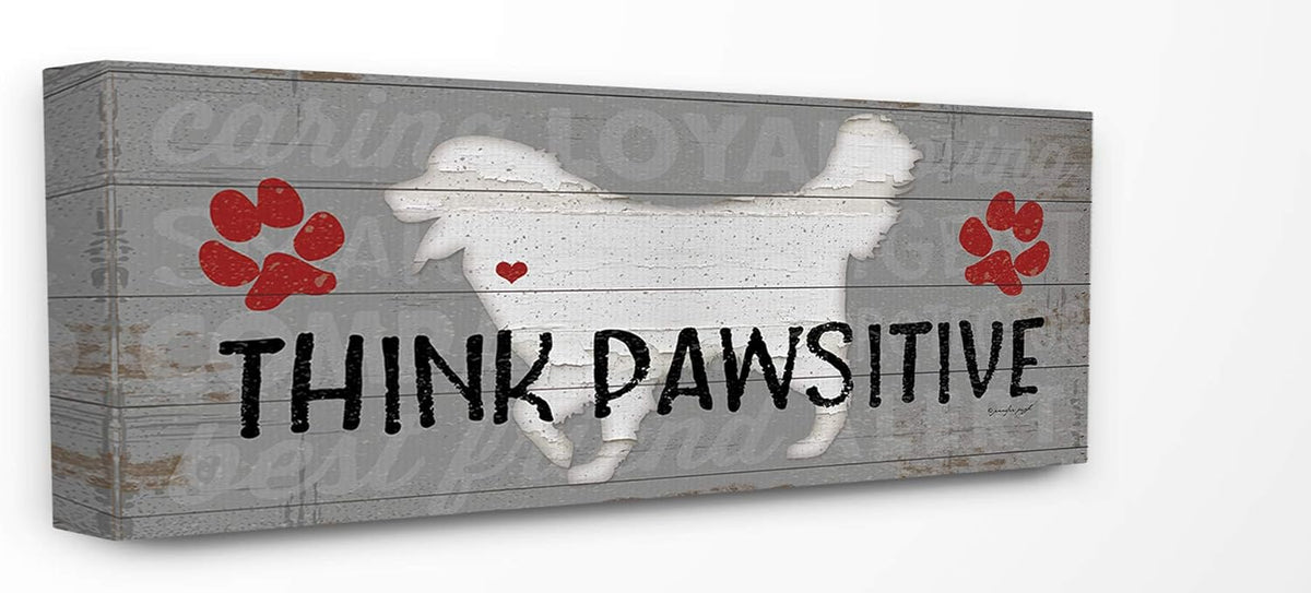 Rustic Grey and White Planked Look Dogs Stretched Canvas Wall Art A2480