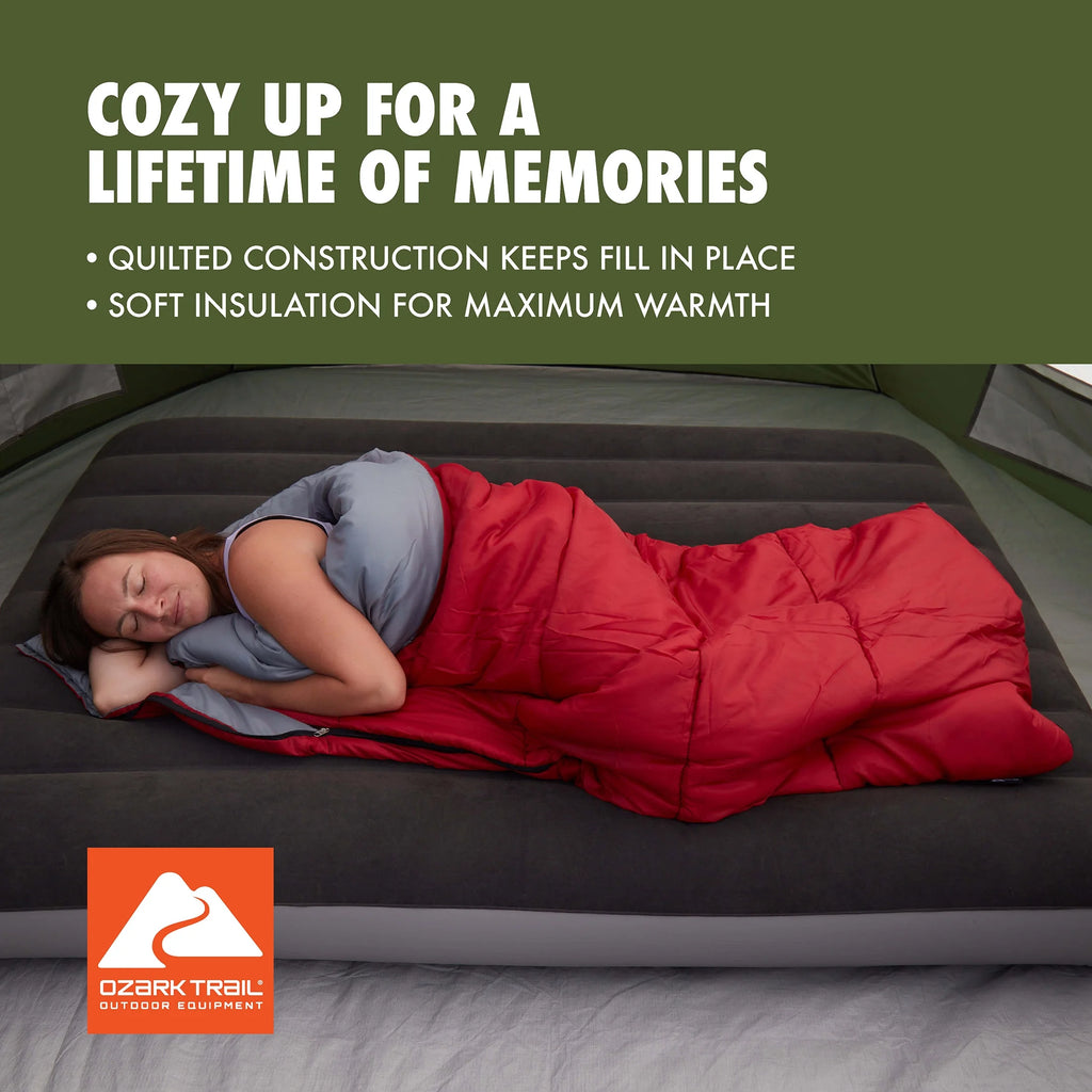 50-Degree Warm Weather Rectangular Sleeping Bag, Red, 33x75 L565712