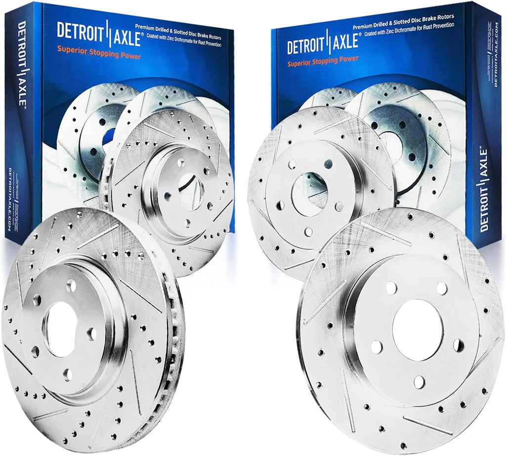 Front and Rear Drilled & Slotted Disc Brake Rotors 4pc Set Q213066