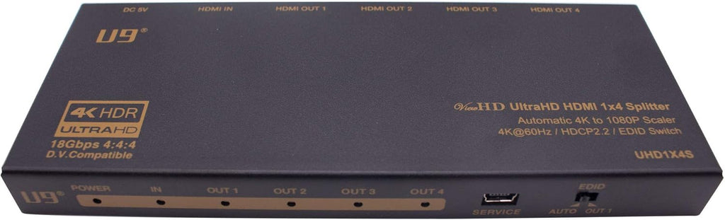 1 in 4 Out HDMI 2.0 4K Splitter with 4K to 1080P Downscaler U778